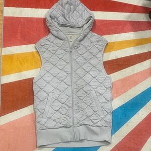 Mono B Light Gray Quilted Vest Longline